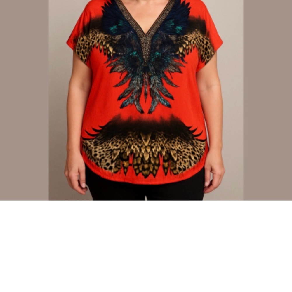 Peacock tunic with rhinestones. OSFM